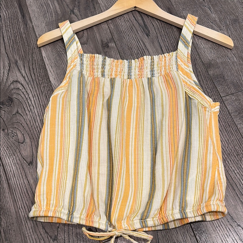 Prana Cream and Gold Smocked Camisole